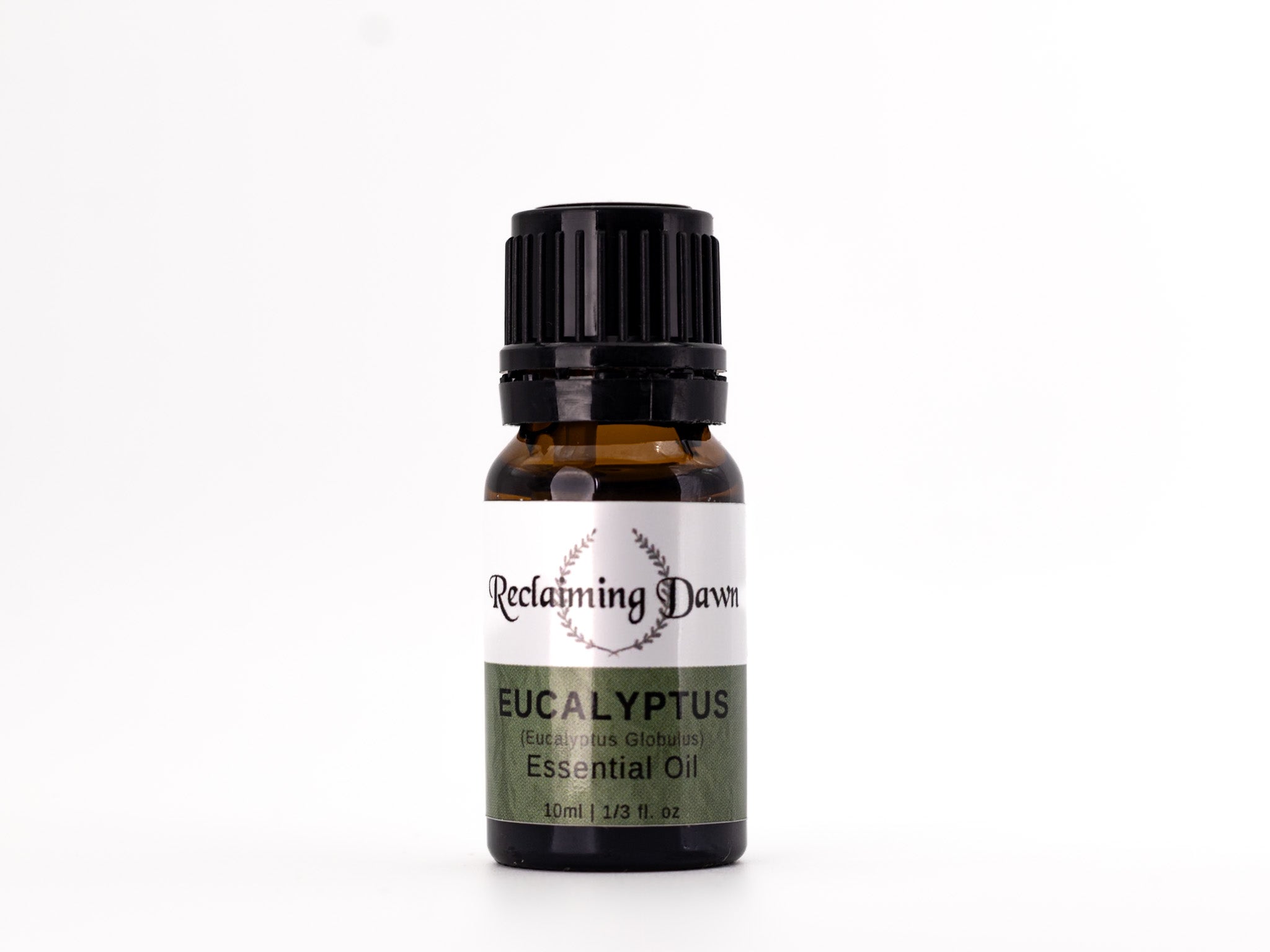 Bottle of Reclining Dawn Eucalyptus essential oil.