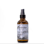 Bottle of magnesium spray with a label on a white background